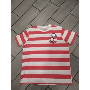 Where's Waldo Red White Stripe Pocket Glasses Graphic T‎ Shirt 2XL